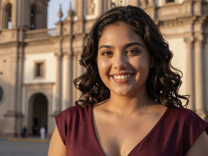 Confident Nicaraguan woman in Granada's historic district